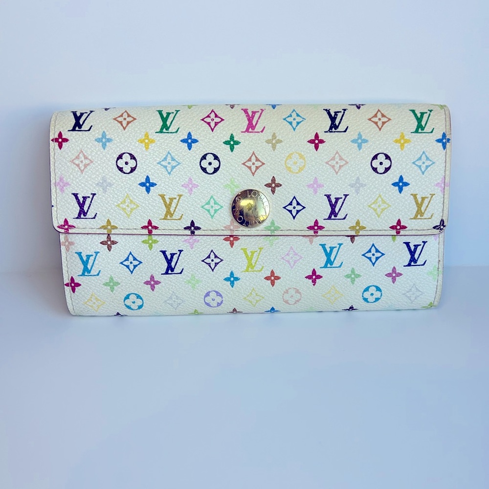 Authentic Louis Vuitton LV Murakami Multicolor Sarah Wallet Designer Vintage WOC